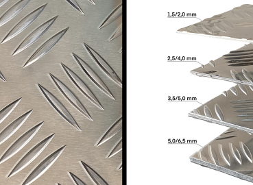 Aluminium Riffelblech Quintett 2,5/4,0mm stark